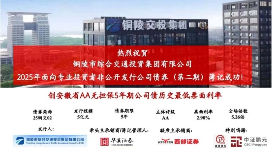 市交投集團(tuán)2025年面向?qū)I(yè)投資者非公開(kāi)發(fā)行公司債券（第二期）成功簿記發(fā)行